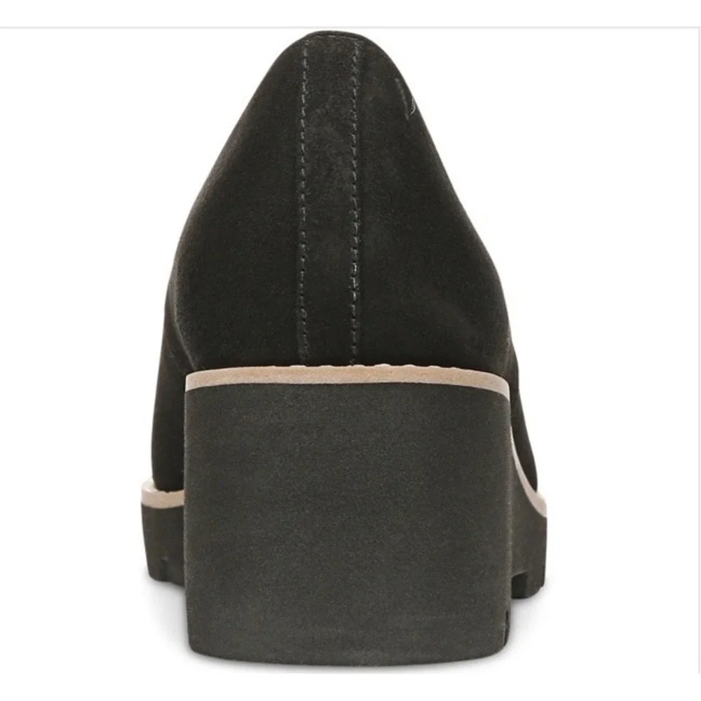 Vionic‎ Willa Black Suede Leather Wedge Womens 7.5 Medium Shoes Arch Support New